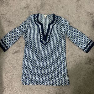 J. Crew Navy Blue Print Tunic